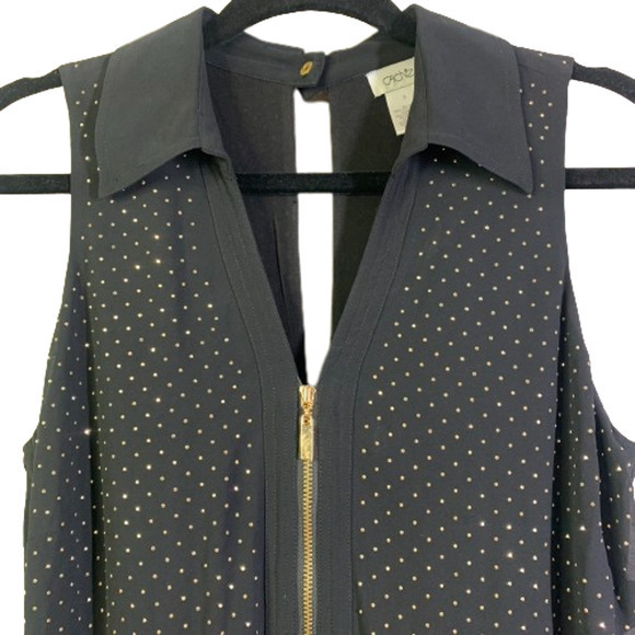 CACHÉ Black & Gold Metallic Polka-Dot Romper - Picture 3 of 16